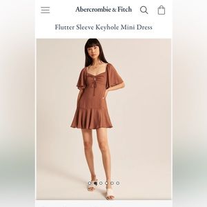 Abercrombie Flutter Sleeve Keyhole Mini Dress - Brown, Medium